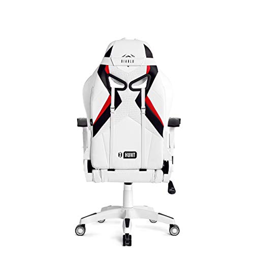 Diablo-X-Hunt-Silla-Gaming-para-Ninos-Silla-de-Oficina-Diseno-Ergonomico-Apoyabrazos-Ajustables-Almohada-Lumbar-y-Cuello-Perforacion-Cuero-Sintetico-Funcion-de-Inclinacion-Blanco-Negro-S