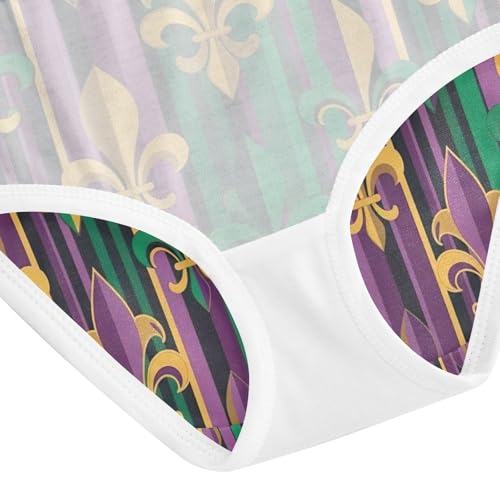 Fleur De Lis Mardi Gras Toddler Underwear, Girls Cotton Underwear, 2T–8 Years4