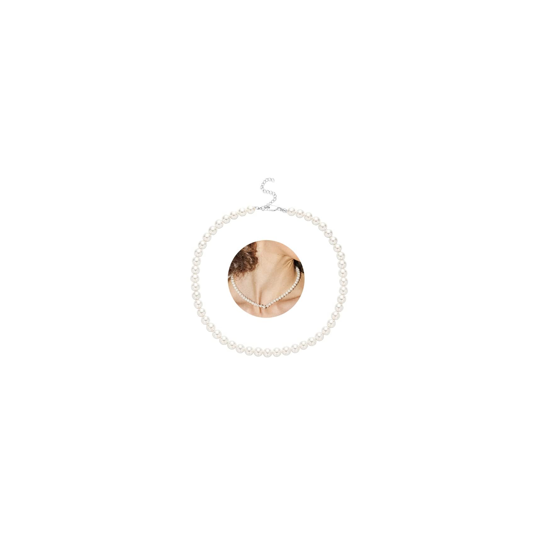 Hipwope HIPVOPE collares de perlas para las mujeres falso collar de perlas gargantilla para las niñas blanco collar de perlas traje de las mujeres de la cadena de perlas 14/16/18/20 longitud collar de perlas