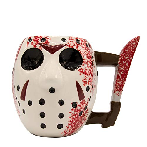 Silver Buffalo Warner Bros Friday The 13Th Jason Mask With Knife Ceramic Coffee 3D Sculpted Mug, 1 Count (Pack Of 1), Multicolor, 20 Fluid Ounce. #TOP6