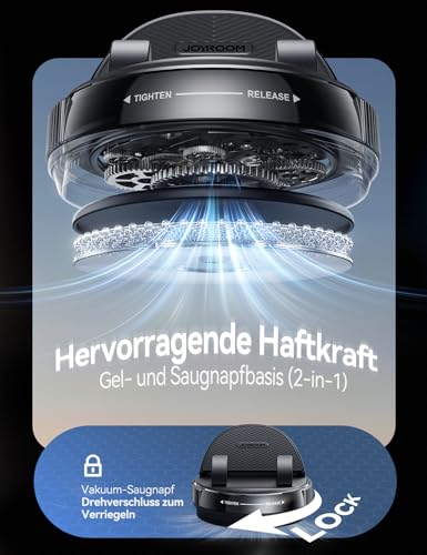 JOYROOM Handyhalterung Auto Armaturenbrett [Gel & Saugnapf] Universelle Handy Halterung Auto kompatibel mit dicken Hüllen bis zu 19 mm, Car Phone Holder für iPhone/Samsung/Google/Android Smartphones