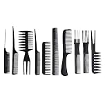 10PCS Black Hair Comb Set Professional Salon Hairdressing Styling Comb Set Multifunction Anti-Static Barbers Brush Combs Set for Women Men