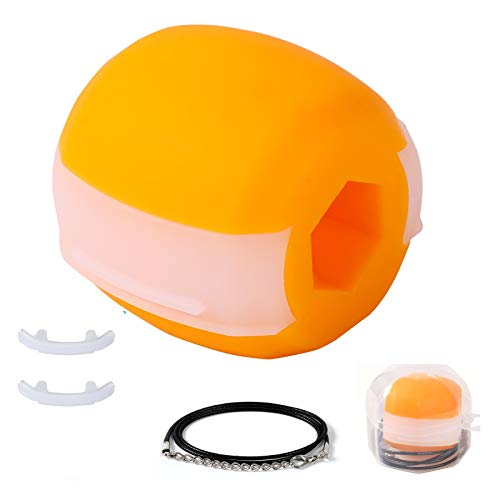 WEZEHO Jaw Exerciser Face and Neck Exerciser Level 30/40/50 lbs JawLine Exerciser Ball Define Your Jawline Facial Muscle Toner Trainin Fitness (50lbs-Orange)