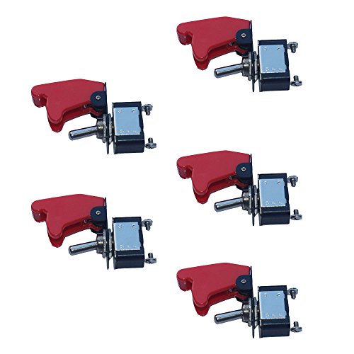 Etopars 5 X 12V 20A Red Cover Rocker Toggle Switch SPST ON/OFF Car Vehicle 2Pin