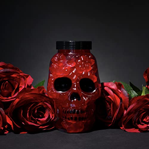 Halloween Candy Skull Jar - Candy Gift-Ready Plastic Jar, Stuffed With Sweet Gummies - 1 Lb Gummy Candies In Skull Shaped Container With Spooky Label - Assorted Gummy Candy, Candy Gift For All Occasions. (Red Gummy Bears) #TOP1