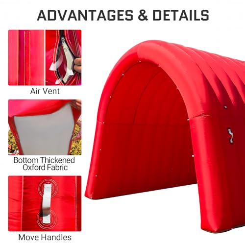Image of OZIS 24FT Inflatable Tunnel Sports Entrance with Installed Blower Inflatable Tunnel Tent for Business Advertising Event Exhibition Promotion,Street,Shop,Supermarket,School(Red, 24x10x10Ft)