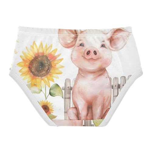 Girls Underwear, Cute Happy Pig Toddler Panties, Girls Underwear Cotton, 2T–8 Years2