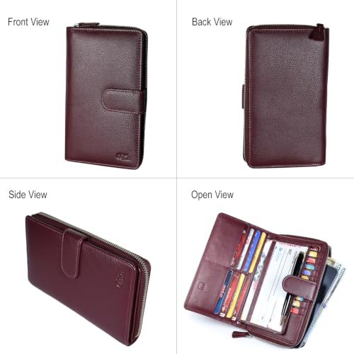 Image of Big Fat RFID Blocking Leather Organizer Checkbook Wallets For Women - Clutch