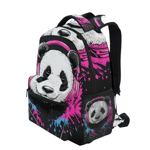 Cute Music Panda Animal Backpack for Boys Girls Elementary School Bookbag Back Pack 202b87063