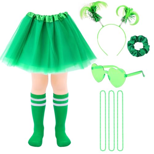 ZhouBoat Kids Tutu Costume Accessories Set for 80s Theme Party Green