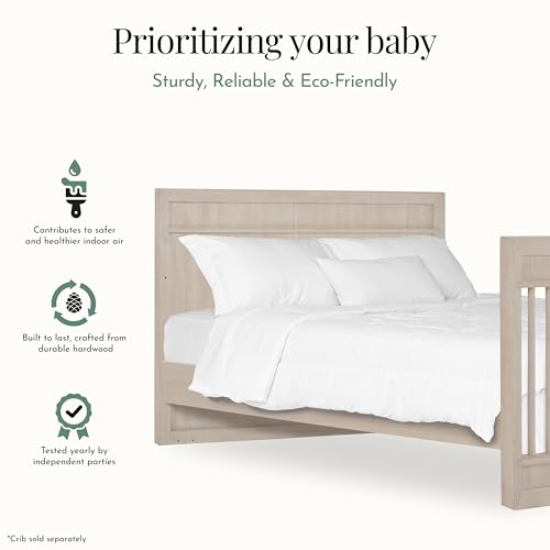 Image of evolur Full-Size Bed Conversion Rails, Designed & Tested for evolur Cribs, Durable Hardwood Build with Secure Mattress Slats, Easy Assembly - Sand Castle Oak