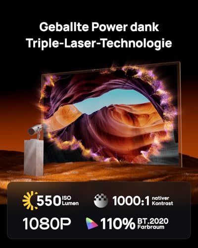 XGIMI MoGo 4 Laser Handy Beamer mit Akku, 550 ISO-Lumen, Outdoor Mini Projektor mit 360° Ständer, 2,5 Std Wiedergabe, Google TV & Netflix, Harman Kardon Sound, inkl. 4 Filter – Bild 3