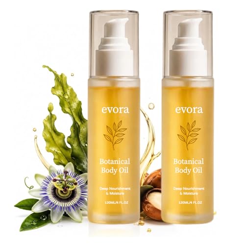 Evora Botanical Body Oil - 120 Ml Lightweight Moisturizing Wakame Algae Brazil Nut Oil & Passionflower Seed Oil For Dry-Looking Skin Daily Body Care Oil (2 PCS)