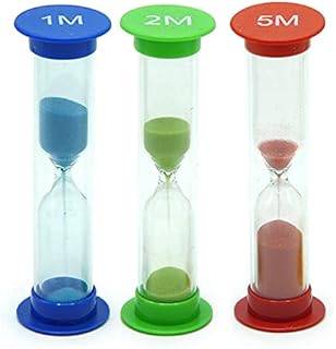 TeacherFav Sand Timer for Kids Set of 3 Small Colorful Hour Glass Acrylic Covered Clock 1Min 2Min 5Min for Classroom, Home & Kids Room