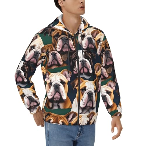 Sweat à capuche bouledogue anglais homme pull imprimé casual mi-saison