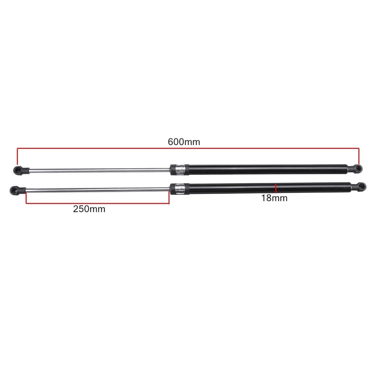 Ressort à gaz Entretoises de voiture, couvercle pour avant, capot, coffre pour arrière, hayon, botte, barre Support, ressort à pour gaz, 600mm, 800N, universel, 2 pièces
