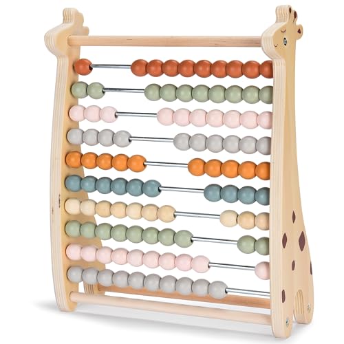 Image of CHILDLIKE BEHAVIOR Abacus for Kids Math Teaching Tools Made of Wooden Beads and Rack - Children's Wood Number Counters for Teaching Addition, Subtraction and More - Abacus for Toddlers 1-3