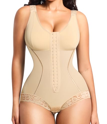 Nebility Fajas Colombianas Moldeadoras Bodysuit Shapewear for Women Tummy Control Body Shaper Faja Postpartum Butt Lifter(Beige,XX-Large)