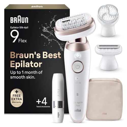 Braun Epilateur Electrique Femme Silk Epil 9 Flex 9-360 3D, Blanc et Rose
