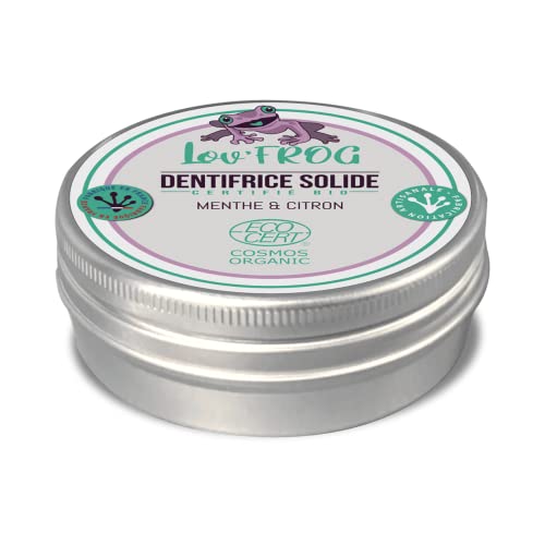 Lov’Frog Dentifrice Solide Menthe & Citron Certifié Bio | Purifiant Fraîcheur | Vegan | Biodégradable | Zéro Déchet | Fabriqué en France, 50 g Cover
