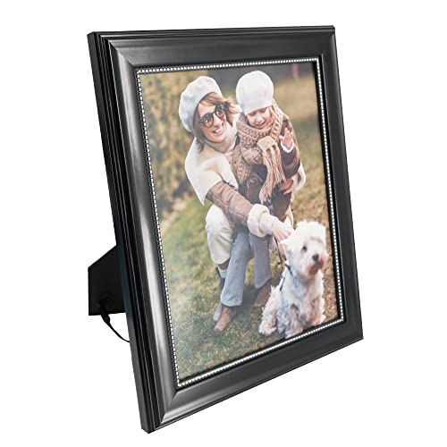 Graduationmall 8X10 Picture Frames, Real Glass, Display Photos For Wall Or Tabletop, Black With Silver Beads, 2-Pack #TOP1