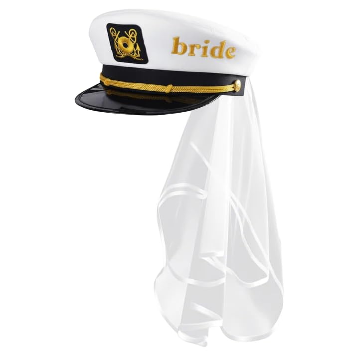 MGupzao Bride Captain Hat with Veil