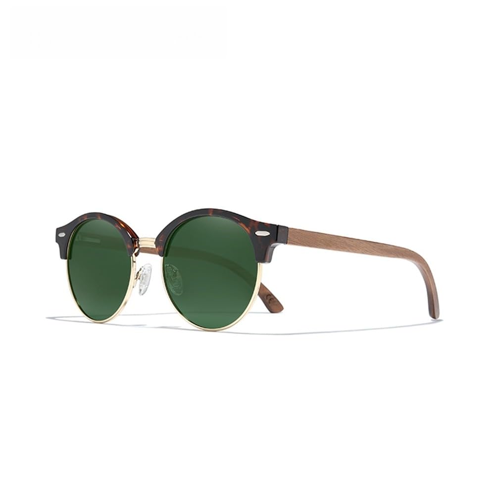 Occhiali da sole polarizzati in legno con montatura rotonda, da uomo/donna, con lenti UV400, per esterni, uomo/donna