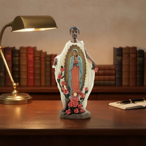 Estatua de San Juan Diego con Virgen de Guadalupe de resin 8 pulg miniatura 2