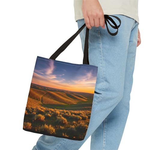 Amber Sagebrush Wyoming – Golden Sage Under Endless Western Skies Premium Tote Bag with Reinforced Stitching3