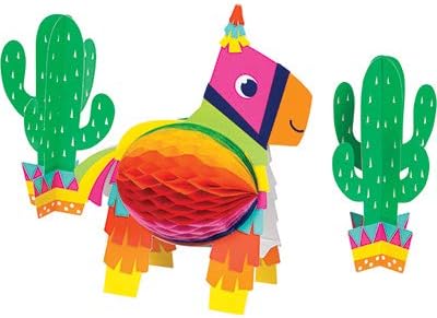 Club Pack Fiesta Fun Birthday Printed 3-D Centerpiece Sets, Box of 6 Sets