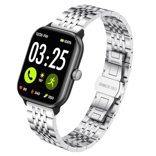 LYSANDRA for Spade & Co Health Smartwatch 4 Bands, 22mm Solid Stainless Steel Mesh Watch Band for Men Women Compatible for Spade & Co Health Smartwatch 4 (Silvery)