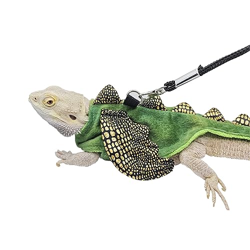 Image of 3 Packs Bearded Dragon Harness and Leash Adjustable(S,M,L) - Soft Leather Reptile Lizard Leash for Amphibians and Other Small Pet Animals (Dinosaur)