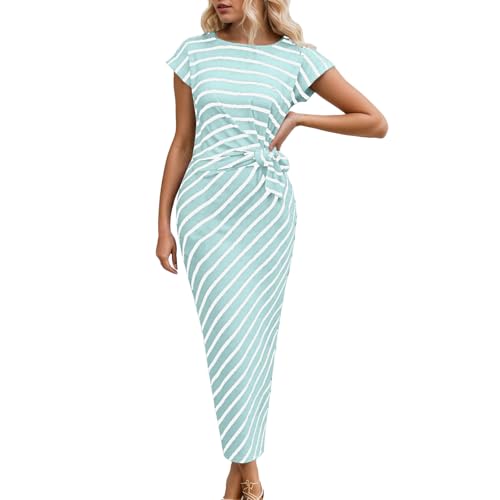 Robe d'été unie courte pour femme avec col rond et manches courtes
