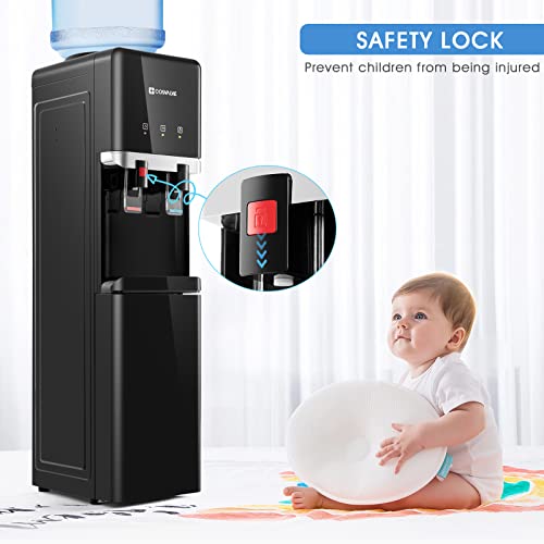 Cosvalve Water Cooler Dispenser, 5 Gallon Top Loading Hot/Cold Water Cooler,Compression Refrigeration W/Child Safety Lock,Storage Cabinet For Home Office, Apartment #TOP2