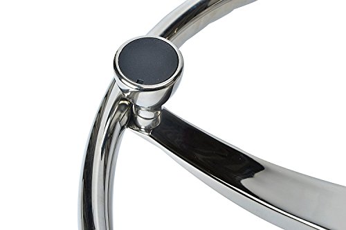 Amarine Made Stainless Steel Boat Steering Wheel 3 Spoke 13-1/2" Dia, With 5/8" -18 Nut And Turning Knob For Seastar And Verado #TOP6