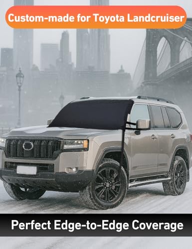 Image of EcoNour Car Snow Cover Compatible for Toyota Landcruiser | Windshield Cover for Ice and Snow with S-Hook Straps | Heavy-Duty 600D Oxford Winter Car Cover, Waterproof & Anti-Slip