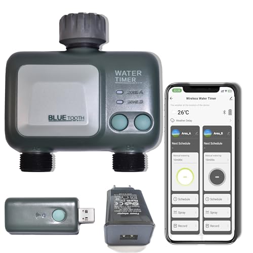 ZOYIZEN Timer di Irrigazione Intelligente con Hub Wi-Fi 2 uscite, Computer di Irrigazione da Giardino, Bluetooth, Impermeabilità IPX5, Irrigatore per Giardino