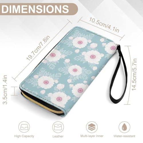 Travel Credit Card Holder Wallet for Women, Pu Leather Slim Card Holder Case Wallet Floral Flowers Long Purse with Wrist Strap2