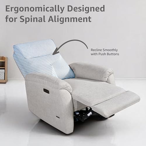 Image of Vero Relax 1 Seater Motorized Recliner Sofa - Dove Beige, Breathable Fabric, Soft & Padded, Extra Back Support, Eucalyptus Wood Frame, Semi Knockdown, 5-Year Warranty
