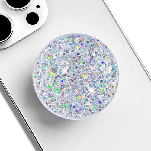Stretchable Phone Stand Suitable for Circular Foldable Phone Accessories for Mobile Phones and Tablets- Transparent Shine(Starlight Heart) Crystal (Starlight Silver)
