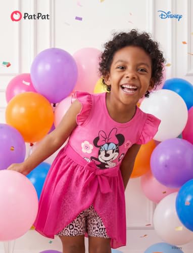 Image of Disney Princess Frozen Elsa Minnie Mouse Stitch Toddler Girl Romper With Skirt Overlay Summer Jumpsuit with Bow 2-6 Years