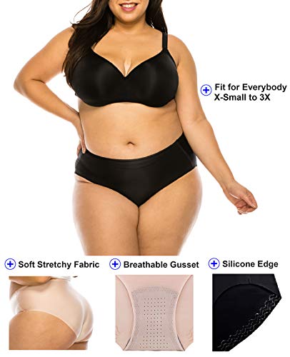 B2Body Women's Underwear Microfiber Silicone Edge Hipster Panties Xs-3X Plus Size (Xl) #TOP2