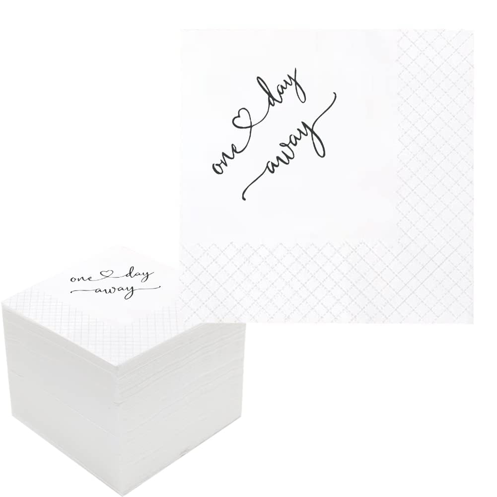 Servilletas de cóctel para cena de ensayo de un día, servilletas de papel a granel para cena de ensayo, boda, decoración de mesa de bebidas, 2 capas, 5 x 5 pulgadas (100, negro)