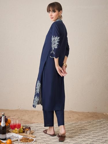 Image of INDO ERA Women's Cotton Ethnic Co-Ord Set | Kurta Pant Set | Stylish Cotton Suit Set for Women,9782 | Co Ord Set For Women Stylish |