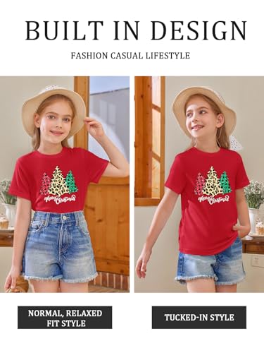 Image of Girls Short Sleeve T Shirts Kids Summer Tops Crewneck Tees 5-14 Years