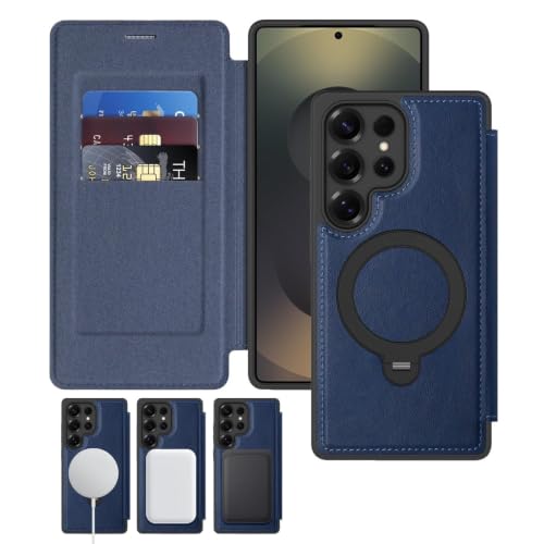 Coque Samsung S26 Ultra portefeuille antichoc aimantée bleu avec rabat