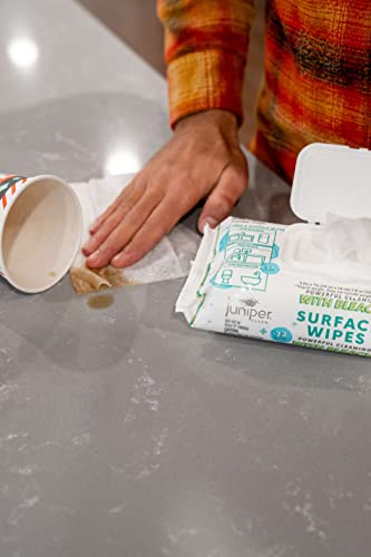 Juniper Clean 24 Pack Surface Cleaning Wipes With Bleach, All-Purpose Cleaner For Bathroom, Kitchen, Office, 1728 Count Soft Flow, Fresh Scent, Lint Free & Durable #TOP5