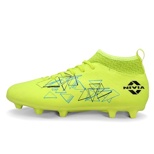 Image of Nivia Carbonite 7.0 pro Football Studs for Men, PVC Synthetic Leather Upper, High Shear Strength TPU Sole, Knitted Collar Rib