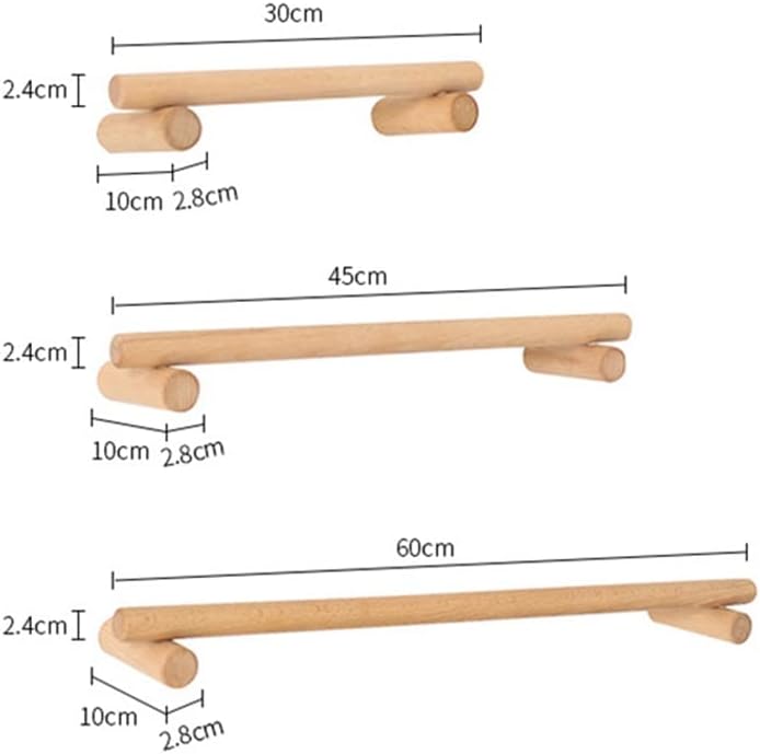 Wooden Towel Rack Wall-Mounted Punch-Free Holder Bathroom Shelf Kitchen Storage Bar for Accessories