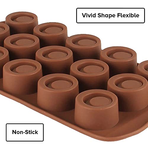 Image of Cake Decor Silicon 15 Cavity Round Design Brown Chocolate Mould, Ice Mould